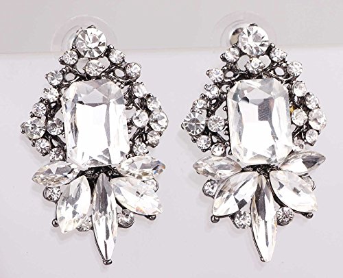 Art Deco Antique Gatsby Vintage Style Rhinestone Wedding Bridal Prom Earrings by Secret for Longevity - Image 2