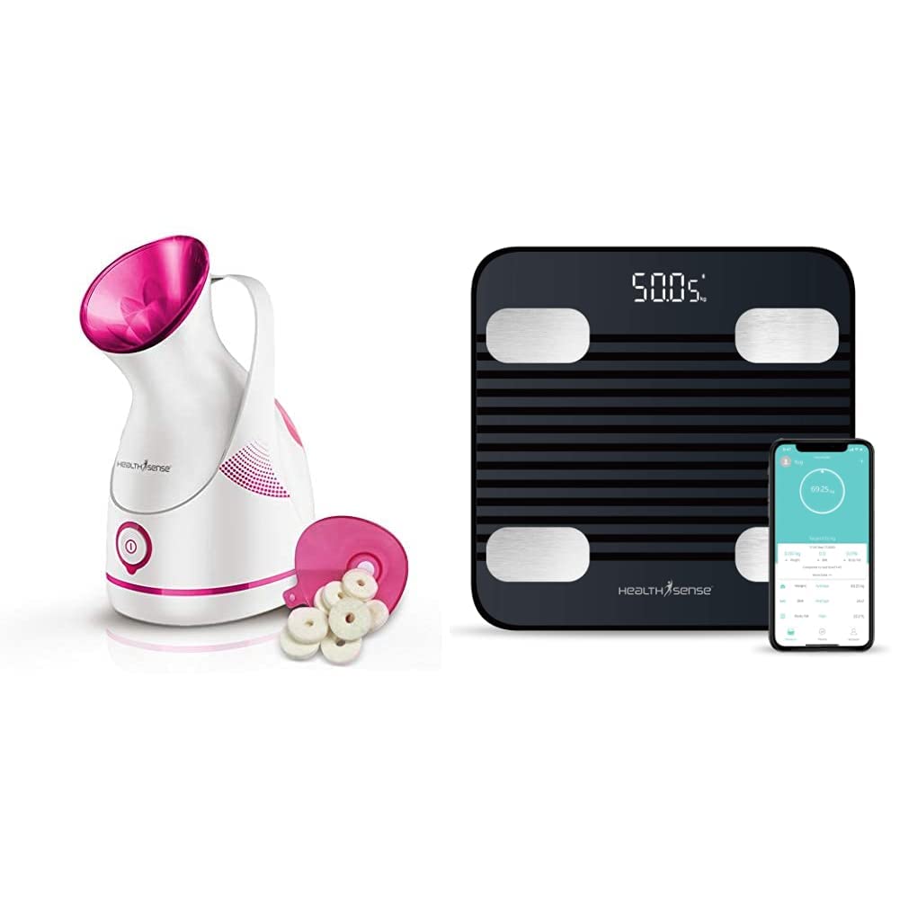 HealthSense Steamer for Cold & Cough, Vapourizer & Steamer for Face steam & Bluetooth BMI Weight Machine for Body Weight, Digital Body Fat Analyzer Machine