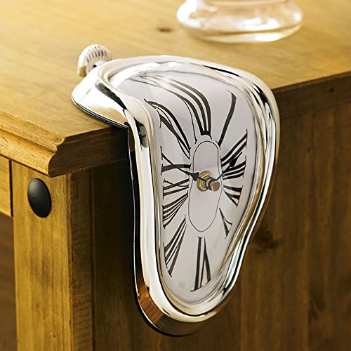 Melting Clock homage to Salvador Dali Art Roman Numerals Design Shelf Clock Time