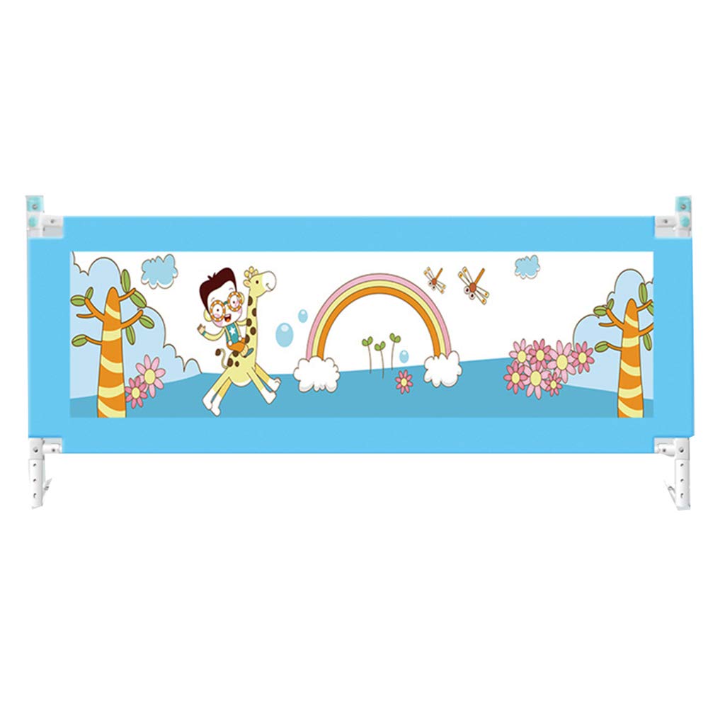 Protection de lit bébé anti-chute 150cm lavable, rail de sécurité bleu pour lit tout-petit