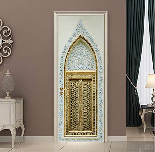 Etiqueta De La Puerta Estilo árabe musulmán dorado Imagen de la puerta...