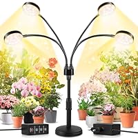 YIKEDAN Pflanzenlampe LED Vollspektrum, Pflanzenlicht, 100 LEDs Grow Lampe mit 4/8/12H Time-Schalter, 4-Kopf Grow Light für Zimmerpflanzen Pflanzenregal