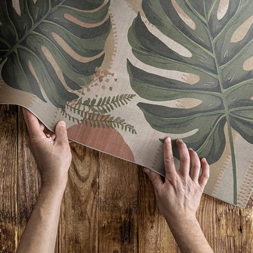 Tapis en vinyle Monstera 60x90 cm rectangulaire pour salon et cuisine - 5
