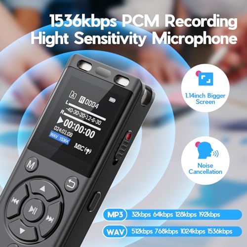 Image of Tonfarb 96GB Digital Voice Recorder with Playback,Audio Recording Device | for Lectures Meeting /Classes /Interviews,Tape Recorder with Voice Activated,Password,Noise Reduction,A-B Repeat,MP3 Player Etc