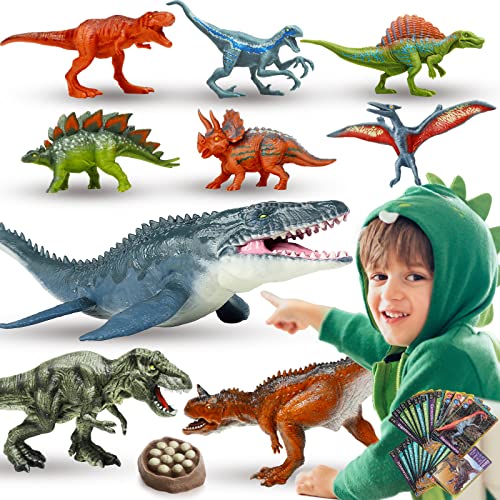 Oriate 35 Pieces Dinosaur Toys For Kids And Toddlers, Jurassic Dinosaur Figures Set Including Mosasaurus, Tyrannosaurus & Carnotaurus, Prehistoric Dino Set Toy For Children's Gift #TOP1