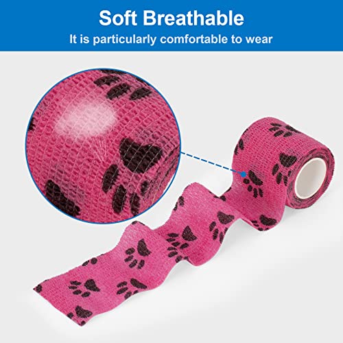 6 Rollen Selbsthaftende Bandage Hund Vet Wrap Pet Selbstklebender Verband 5cm x4,5 m Cohesive Bandages Haftbandage Elastische Binde Fixierbinde für Katze Hund Pferd Finger