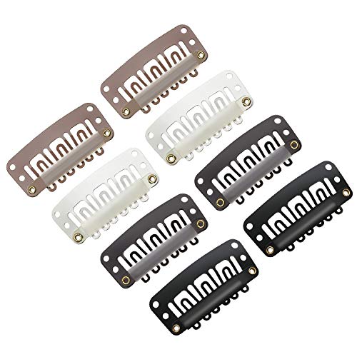 100 Pieces Wig Clips U-shape Metal Clips With Soft Rubber 6 Teeth Stainless Steel Material for Hair Extensions DIY, 3.2 cm (4 Colors) 100 Pieces Wig Clips U-shape Metal Clips With Soft Rubber 6 Teeth Stainless Steel Material for Hair Extensions DIY, 3.2 cm (4 Colors)