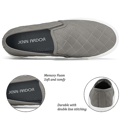 Image of JENN ARDOR Womens Slip On Sneakers Perforated /Quilted Casual Shoes Fashion Walking Flats