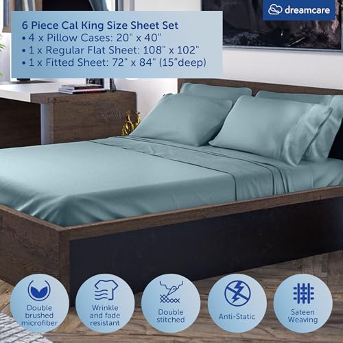 Image of DREAMCARE California King Sheet Sets - 6 pcs Breathable Cooling Sheets