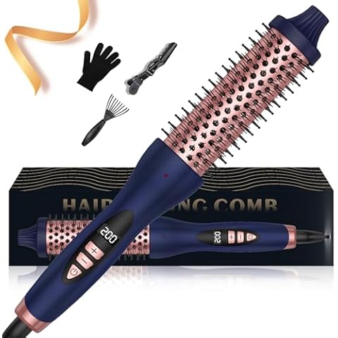 Thermal Brush, Heated Round Brush for Natural Curl,5 Heat Temps Negative Ion Hair Curler,Ionic Curling Iron Brush with Temperature Control, Volumizing Smoothing Hot Round Brush (1.5Inch) Cover