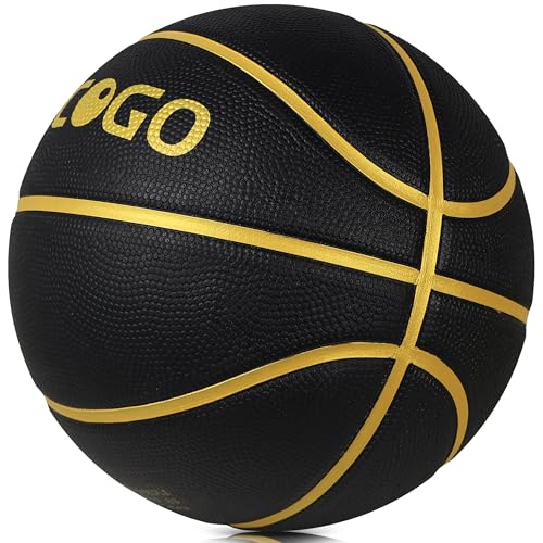 PECOGO Official Rubber Basketball 25.5" Outdoor Indoor Mens Basketball Ball Size 4 Black for Kids Youth Teen Boys and Girls Gift Ideas(Without Pump) - image 2