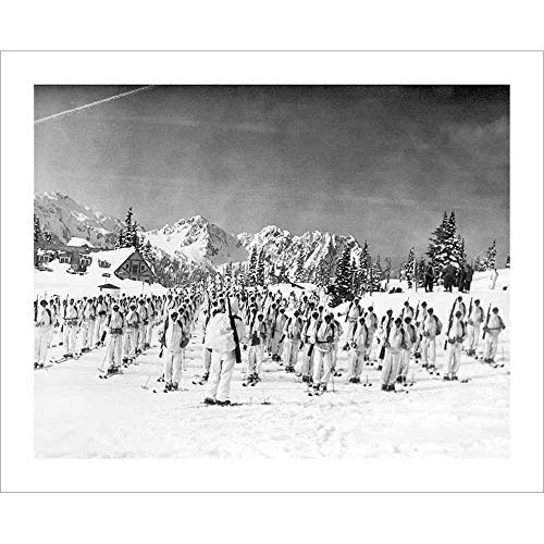 Vintage Ski World 10th Mountain Division Soldiers in Formation Photo Poster...