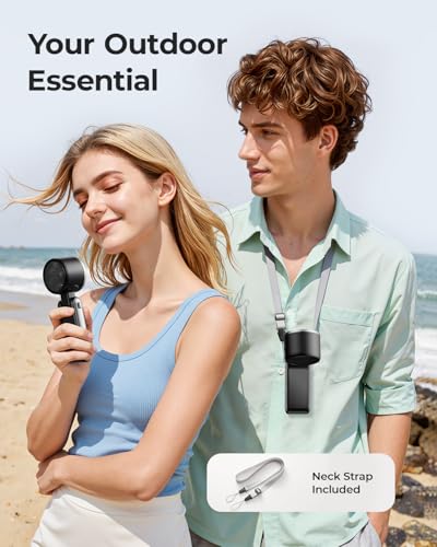 Image of Portable Handheld Turbo Fan - 5 Gear High Speed 4000mAh Rechargeable Mini Personal Hand Fan Blow Cold Air, Battery Operated Travel Essentials, Beach Vacation, Gifts for Women, Men (Black)