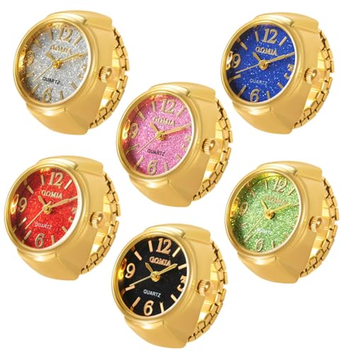 Montre à doigt lot de 6 bague horloge quartz pour homme et femme tendance