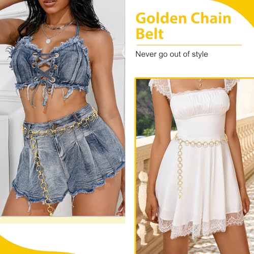EVKILKJS Waist Chain Belt for Women Metal O-Ring Adjustable Fashion Body Belly Link Belt Chain for Jeans Dress2
