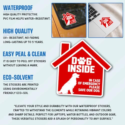 Image of (3Pcs) Dog Inside Fire Sticker, Dog Inside in Case of Emergency Please Save Our Dogs Decal, Pet Emergency Stickers, Sticker Waterproof for Home, Door, Decal 5 inch (Normal, 4in)