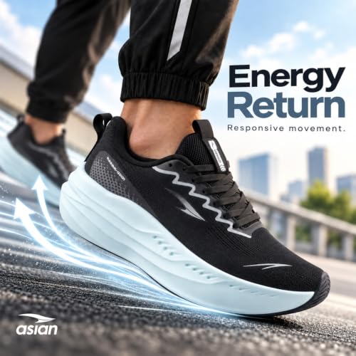 Image of ASIAN Aerofoam-01 Men's Running Shoes with Breathable Mesh Upper | Energy Return Sole, Lace-Up Fit & Lightweight Comfort