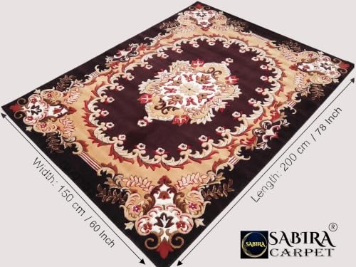 Image of SABIRA Carpet (Size-150x200 Cm / 60x78 in) Modern Floral Area Rug Large Carpet for Living Room, Bedroom & Dining Room, Washable, Non-Slip (Color - Brown)
