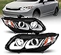 AmeriLite for Honda Civic Sedan/Coupe Dual LED Bar Black Projector Replacement Headlights Set - Passenger and Driver Side