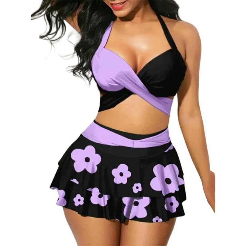 Bikini femme taille haute imprimé et robe rose pour vos vacances à la mer
