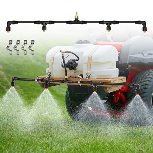 HooLing Boom Sprayer Wand with 4 Nozzles ATV Sprayers Boom Kit with Brass Fittings Wide Coverage Sprayer Attachment for UTV Tractor Tow Behind Sprayers Leak Proof Agricultural Lawn Spray System