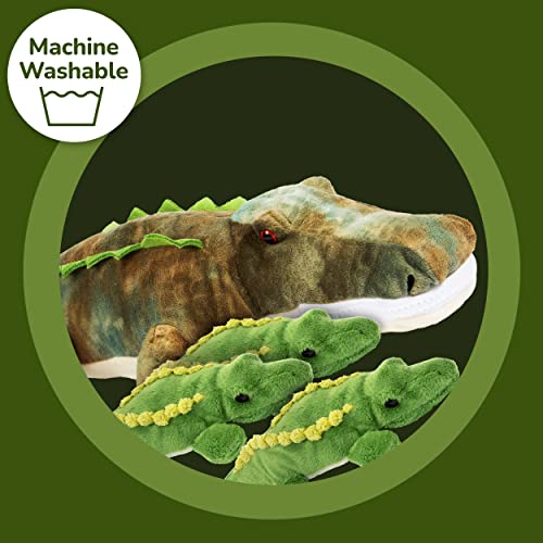 Prextex Set de Peluches Crocodile en Peluche avec 3 Petits Bébés Crocodiles en Peluche Set avec Poche de Rangement à Fermeture Éclair Animaux en Peluches Amusants et Doux – Image 7