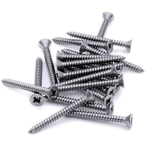 Image of No.14 x 1 (6.3mm x 25mm) Pozi Countersunk Self-Tapping Screw - Stainless Steel (A2) (Pack of 20)