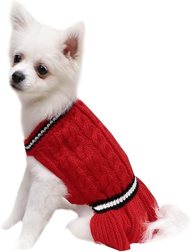 Lawkul Suéteres para mascotas para perros pequeños, suéteres de punto para perro, ropa cálida de invierno, vestido de otoño para cachorro, gato,