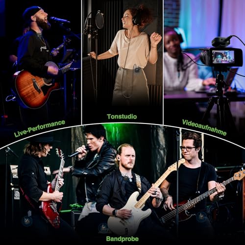 MELONARE PM-1 Drahtloses In-Ear-Monitoring-System – UHF 500 MHz, Geringe Latenz, HD-Audio, Sender und Empfänger mit Gürtelclip, 10 Kanäle, Mono-/Stereo-Auswahl, IEM für Live-Auftritte, Studio, Bands