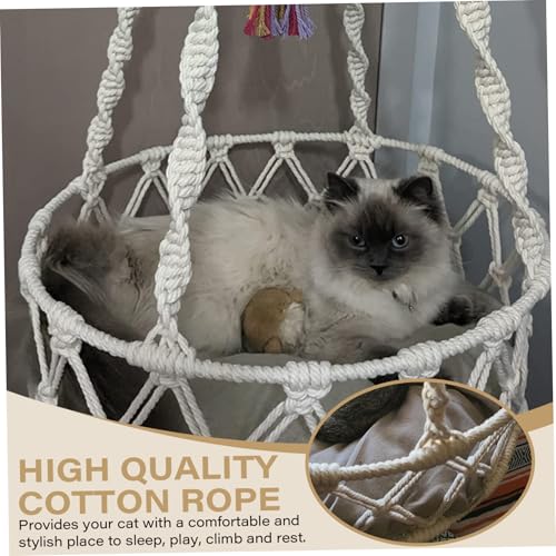 Lit hamac pour chat en macramé bohème de qualité supérieure - 5