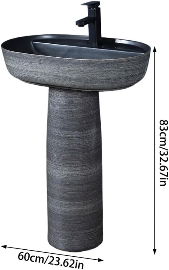 Pedestal Sinks Ceramic Basin Countertop Sink Wash Integrated Outdoor Balcony Garden Pool Table Bathroom (A)