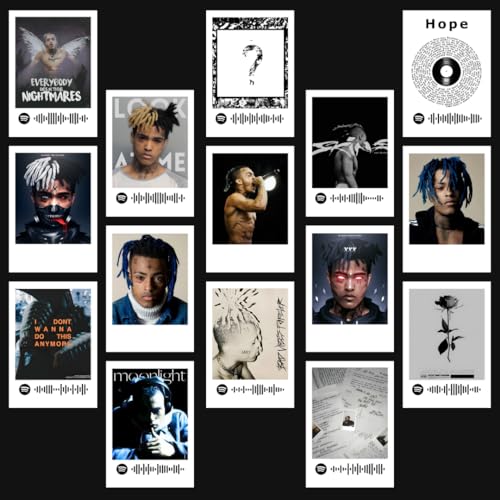 Image of Xxxtentacion Polaroids | Xxxtentacion Songs Mini Poster Kit (Set of 15) | Xxxtentacion Songs Hope, Moolight Songs Size (8 x 6 cm) Posters for Phone Accessories, Bedroom, Office, room decoration