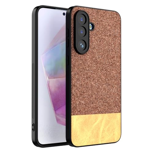 Image of Kapa Soft Fabric & Leather Hybrid Protective Back Cover for Samsung Galaxy M36 / F36 5G | Shockproof Slim Hard Anti Slip Back Case (Brown)