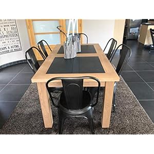 Chalet Table Salle à Manger chêne Massif Industriel (Ardoise)