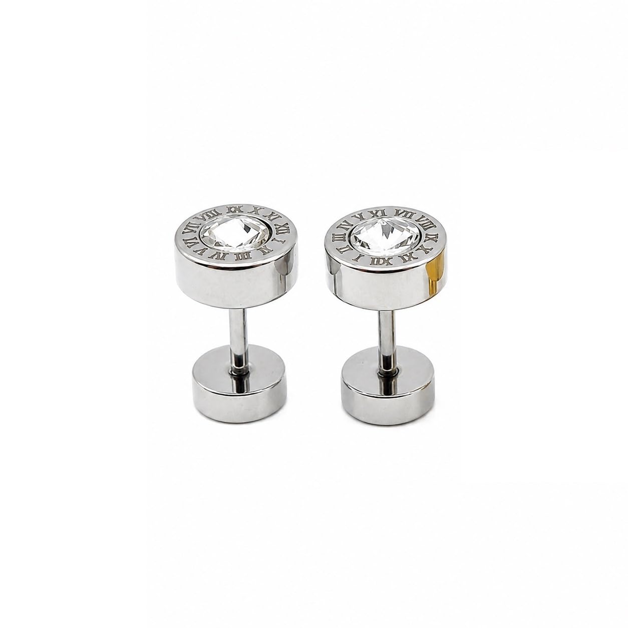 1 Pair Luxury Silver Numeral Stud Earrings With Sparkling Zirconia Crystal Stone-picture-45