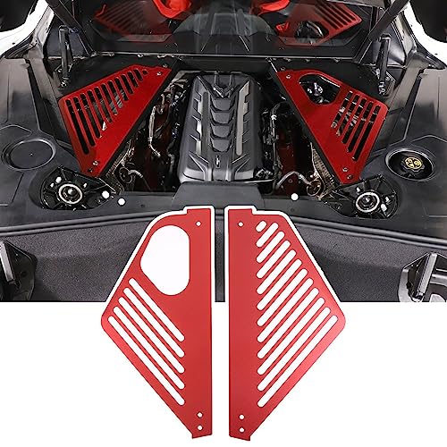 Image of TOYCIDFG Engine Bay Panel Cover Trim Compatible with C8 Corvette 2020-2025 Left Right Splash Shield Oxidation Case Guard Auto Aluminium Interior Body Part Accessories (Red - B)