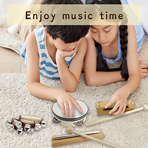 Vinjoe Wooden Music Set–Kids Musical Instruments Toys, Natural Wood Percussion Instruments Toy For Kids Preschool Education Baby Musical Toys Instrument Set For Toddlers Best Gifts For Christmas #TOP7