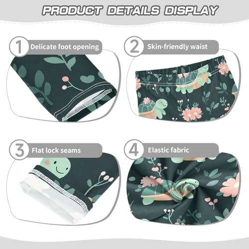 Cute Turtles Girls' Leggings Toddler Doodles Flowers Kids Yoga Pants Dance Active Tights 4T3
