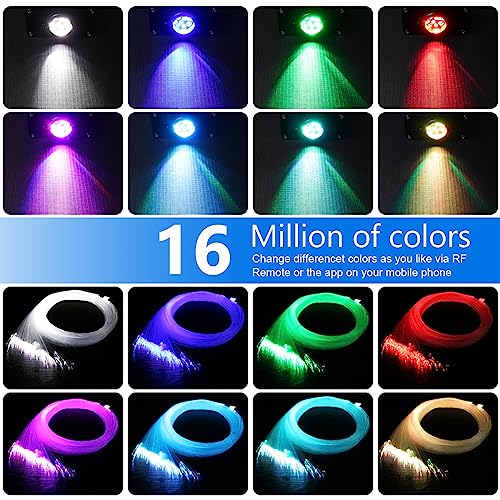 Image of AZIMOM Small Size 16W Twinkle& Sound Activated Fiber Optic Light Source RGBW Light Box Engine Diver APP /Remote Control Music Sensor Mode for Car Home Star Ceiling Light Effect Decoration