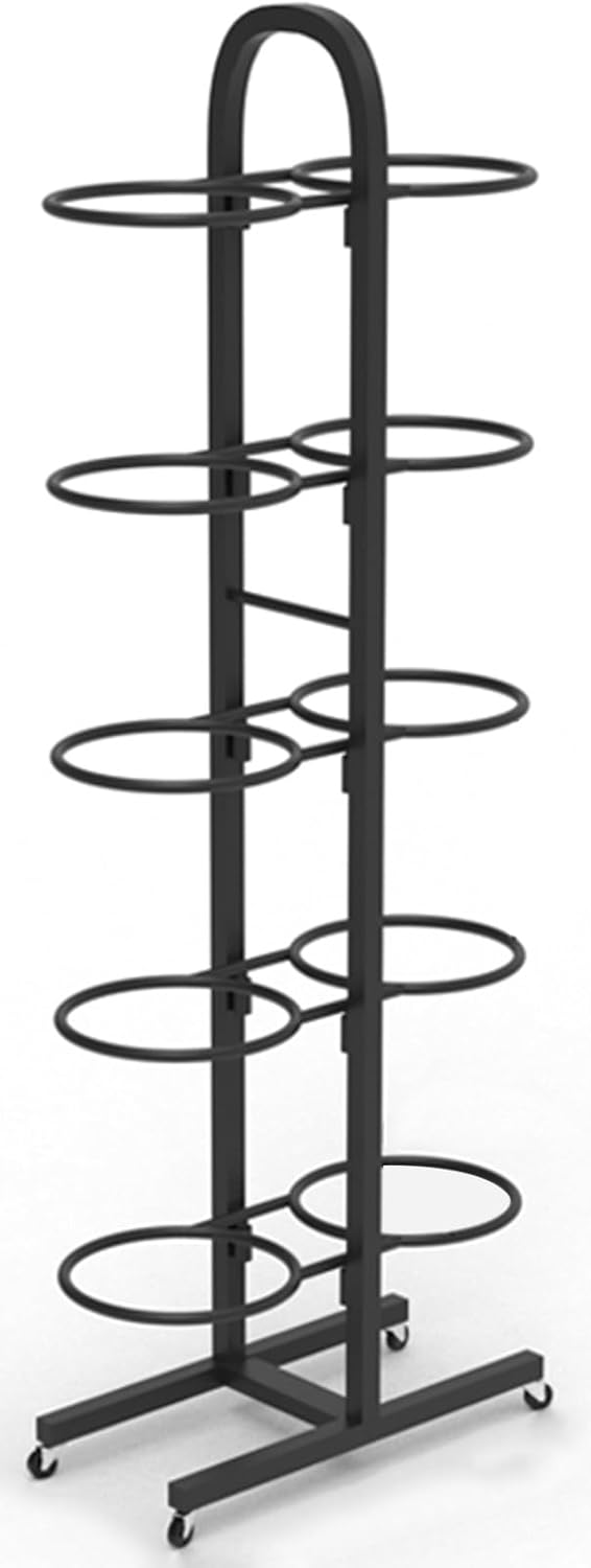 Ball Storage Holder Movable Yoga Ball Holder Stand 3 4 5 6 Layer, Double-Sided Rolling Fitness/Stability Ball Organizer Cart, Home Gym Studios Exercise Ball Storage Rack,(Black-5 Layer-140Cm)