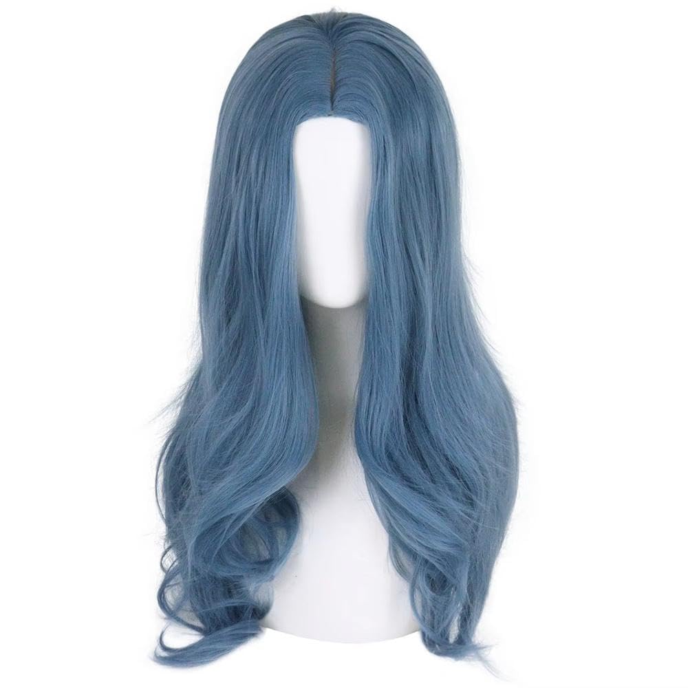 Haarpflege Frauen Blau Mittelteil Lange Welle Lockiges Haar Perücke Für Cosplay Tägliche Party