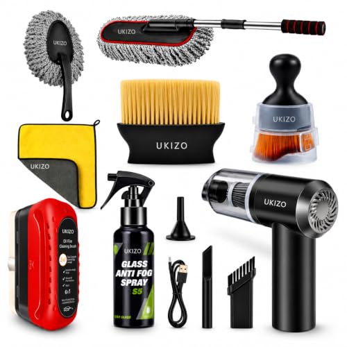 Image of 8 PCs Microfiber Car Duster with Long Handle Car Cleaning Brush Exterior & Interior Car Cleaning Cloth Car Ac Vent Cleaner Brush,Anti Fog Spray,Oil Film Cleaning Brush,SUVs Car Kit (Medium 8 Pack)