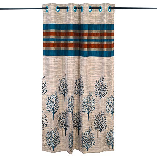 Image of Story@Home Set of 4 Pcs Combo Jacquard Multi Eyelet Ringtop Fancy Trendy Designer Premium 7 feet Door Curtains 84 inch X 46 inch, Green