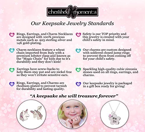 Girls Personalized Sterling Silver Bar Necklace with Unicorn Charm and CZ Heart for Children, Kids, Toddlers with Custom Engraved Name Jewelry3