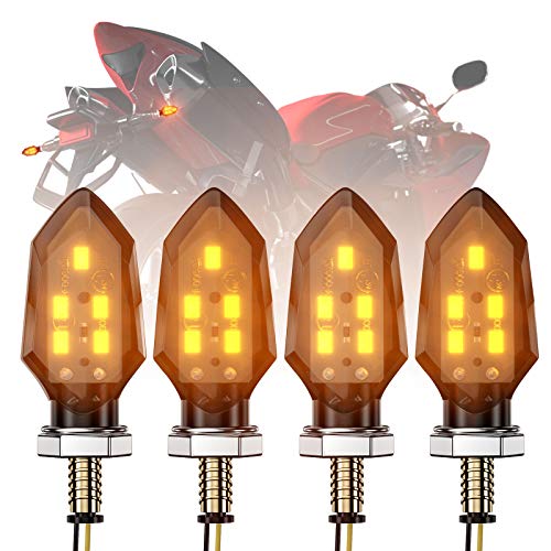 CCAUTOVIE Feux Clignotans LED Moto Indicateur Clignotant Universel Sequentiel Clignotants Moto Ampoule Custom Ambre Clignotant Moto Homologuée E24 (Amber-4pcs)