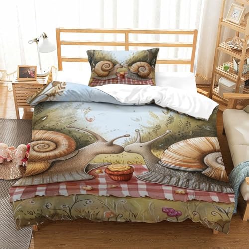 Microfibre super douce pour cette housse de couette 3D escargot mignon - 2