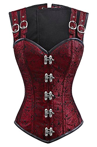 BAIXITE Women's Sprial Steel Boned Steampunk Gothic Bustier Waist Vest Corset Tops