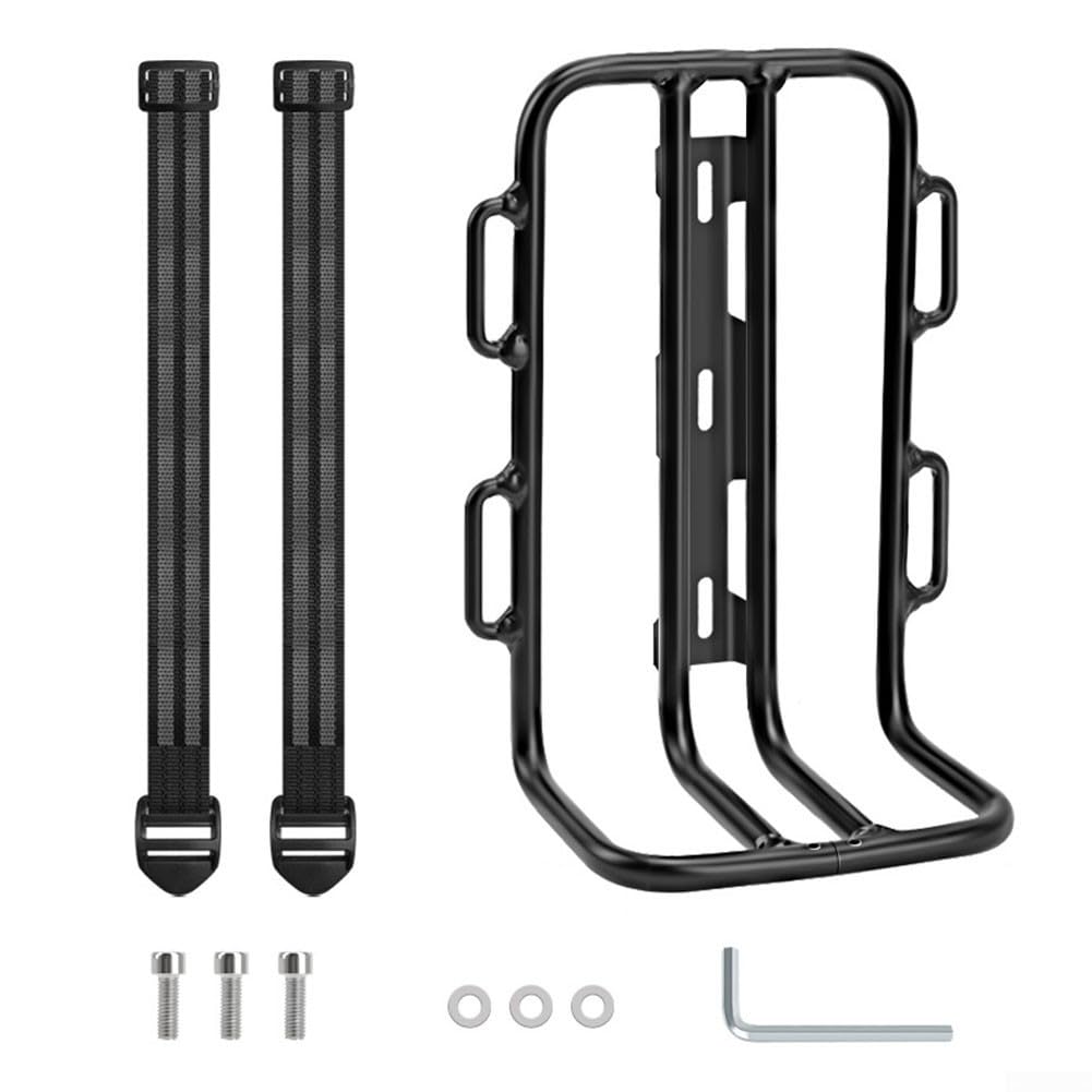Front Bicycle Cargo Rack, Aluminum Alloy Fork Shelf for Panniers and Luggage, Easy Install Carrier Compatible with Mountain and Road Bikes