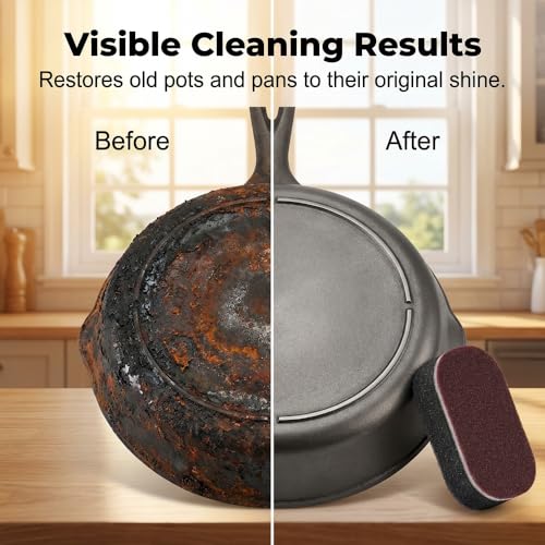 Image of Cleaning Sponges Eraser - Emery Scrub Sponge for Pots & Pans, Heavy Duty Rust & Stain Remover, High-Density Oil-Absorbing Sponge for Kitchen, Dish, Sink & Cookware Cleaning