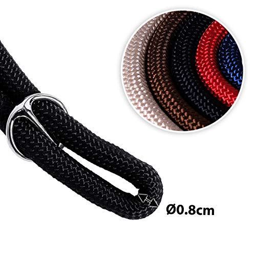lionto Hundehalsband aus strapazierfähigem Nylon für Hundetraining, Länge 35 cm, 0,8 cm Dicke, Zugstopp Halsband für Hunde, Lederimitat mit Metallring & Anpassung durch stufenlosen Schieber, schwarz